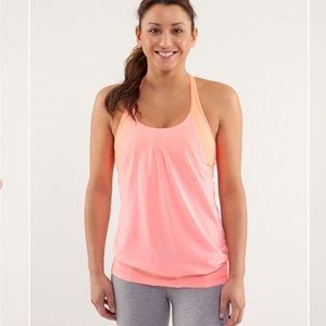 Lululemon mesh tank built in bra pink orange melon size 6